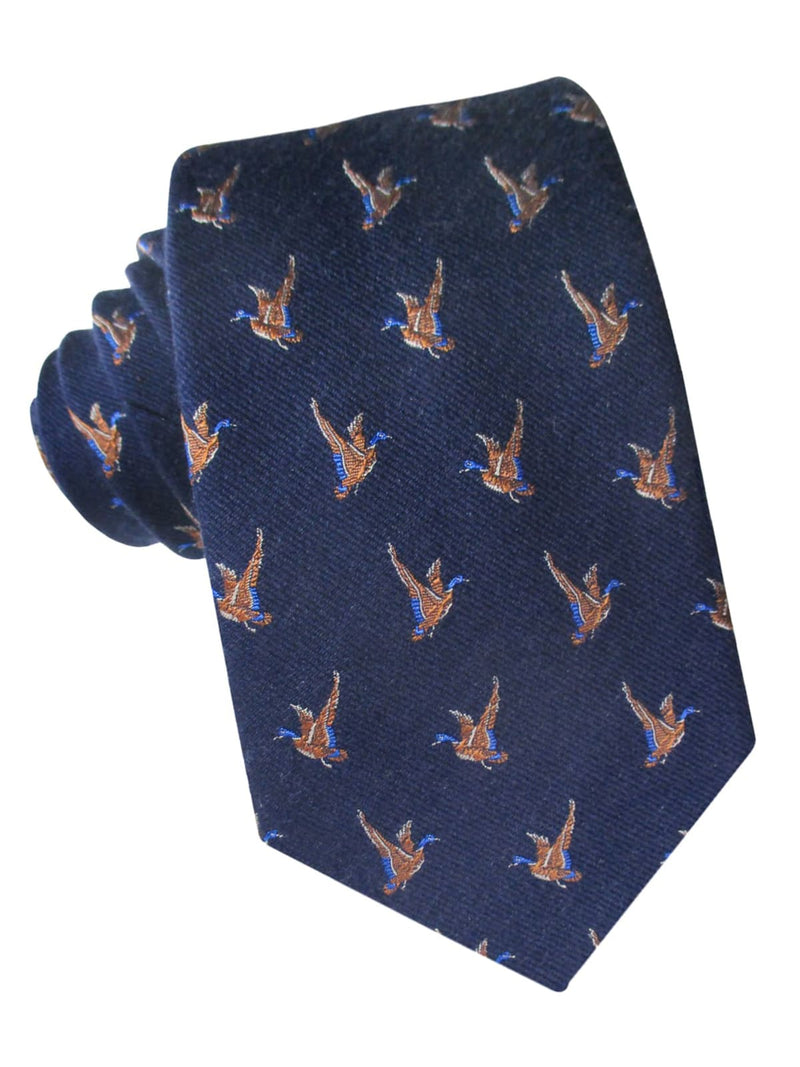 corbata lana azul marino patos
