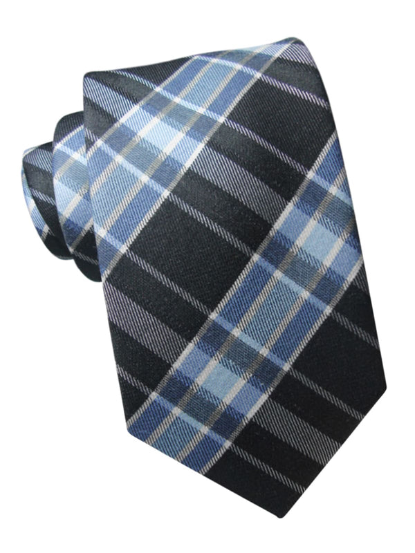 corbata lana tartan azul y gris