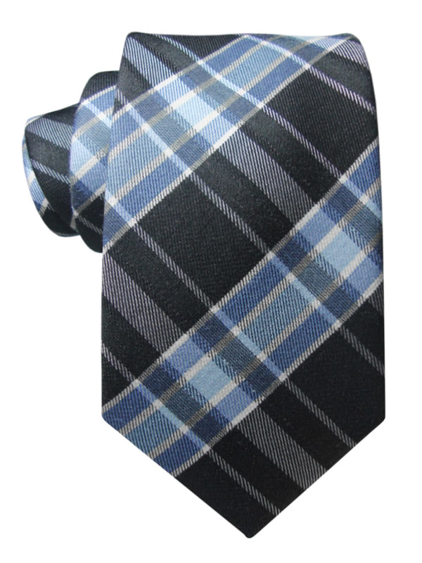 corbata lana tartan azul y gris