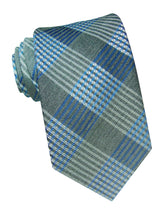 corbata lana cuadros tartan gris y azul