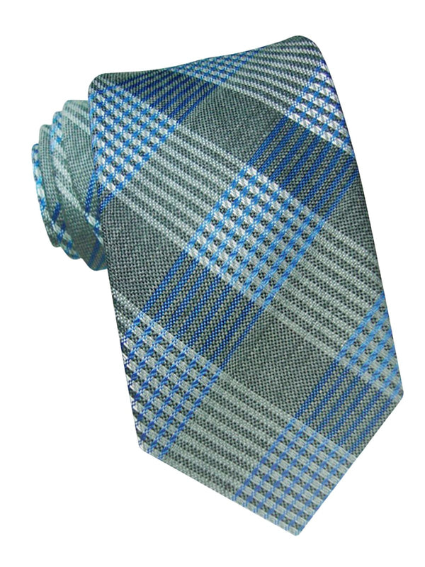 corbata lana cuadros tartan gris y azul