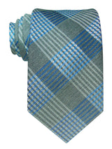 corbata lana cuadros tartan gris y azul