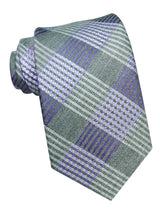 corbata lana cuadros tartan gris y malva