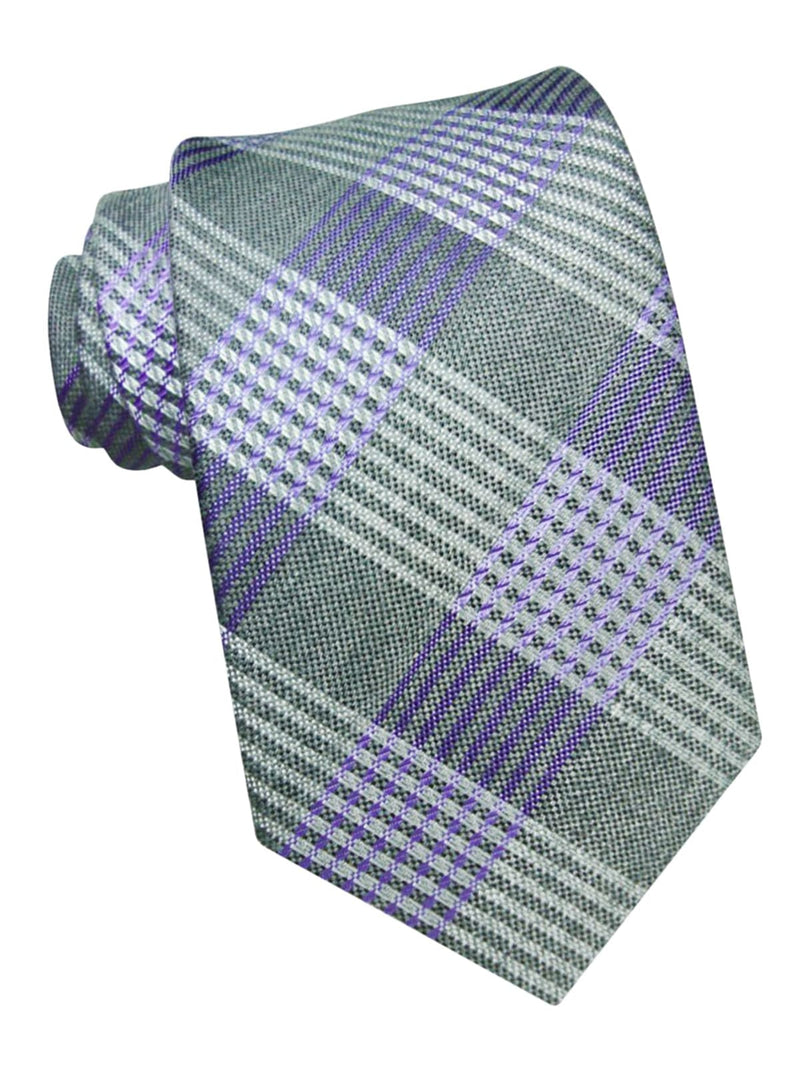 corbata lana cuadros tartan gris y malva