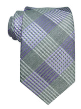 corbata lana cuadros tartan gris y malva
