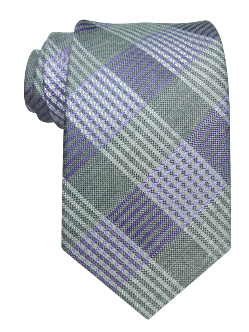 corbata lana cuadros tartan gris y malva