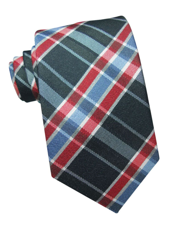 corbata lana cuadros tartan gris rojo y azul
