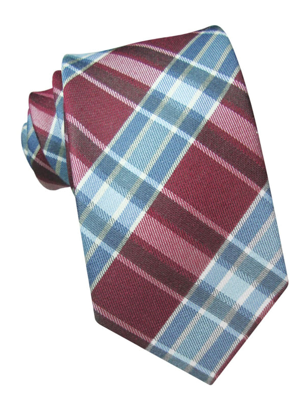 corbata lana cuadros tartan roja y azul