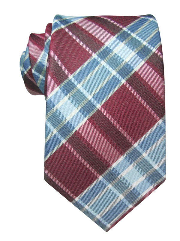 corbata lana cuadros tartan roja y azul