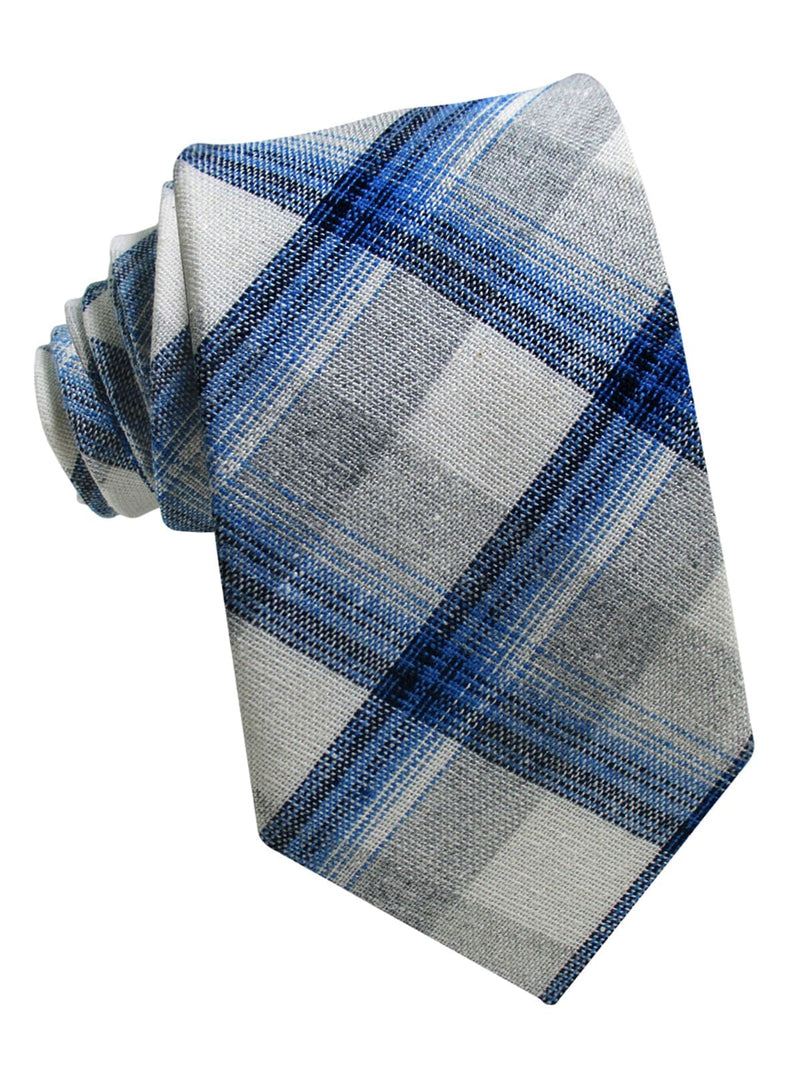 corbata lino tartan azul