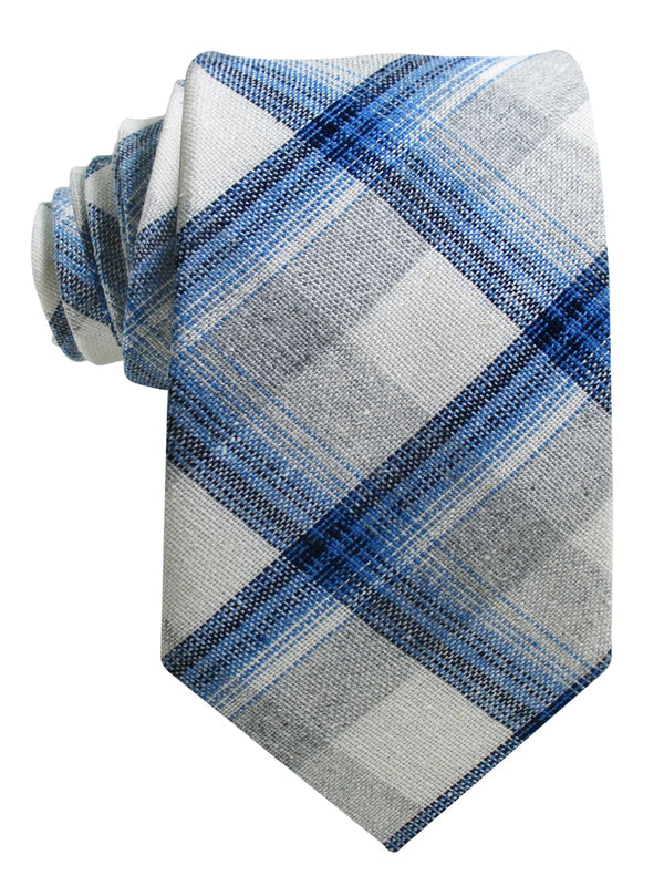corbata lino tartan azul