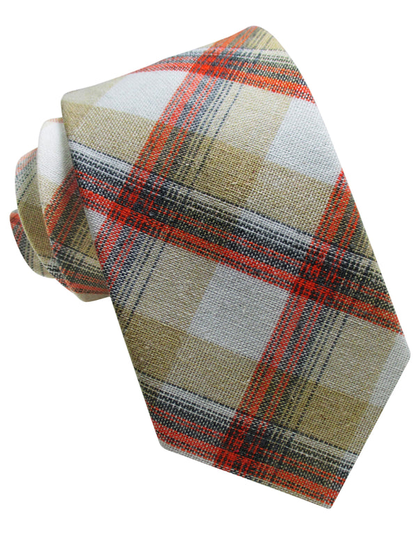 CORBATA LINO CUADROS TARTAN NARANJA