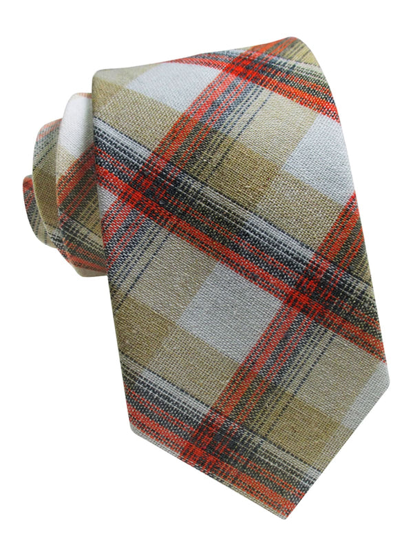 corbata lino tartan naranja