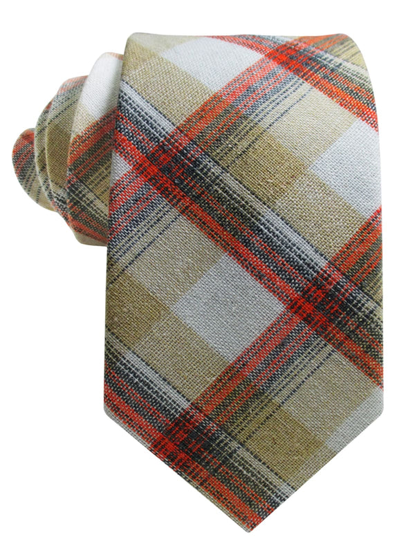 corbata lino tartan naranja
