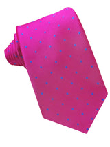 CORBATA SEDA MAGENTA TOPITOS AZULES