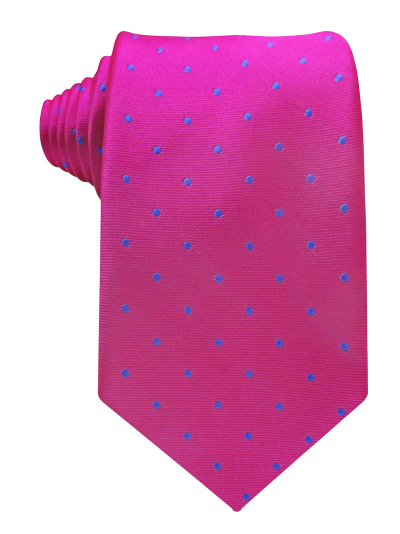 CORBATA SEDA MAGENTA TOPITOS AZULES