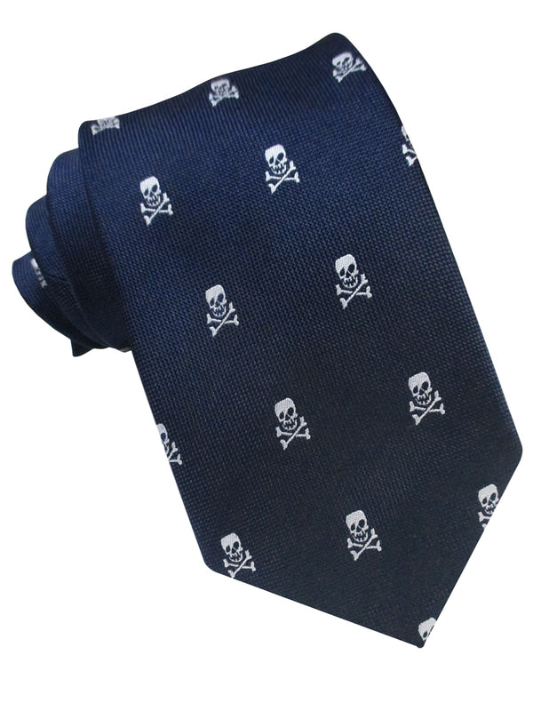 CORBATA SEDA MARINO CALAVERAS BLANCAS