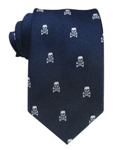 CORBATA SEDA MARINO CALAVERAS BLANCAS