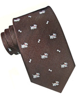 CORBATA SEDA MARRON PERRO Y HUESO