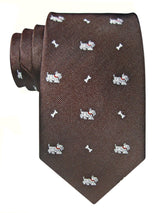 CORBATA SEDA MARRON PERRO Y HUESO