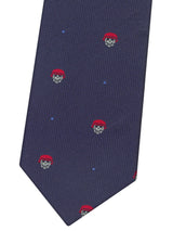 corbata seda niño azul marino calaveras casco rojo