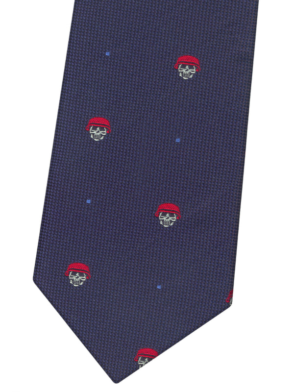 corbata seda niño azul marino calaveras casco rojo