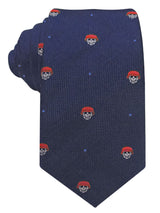 corbata seda niño azul marino calaveras casco rojo
