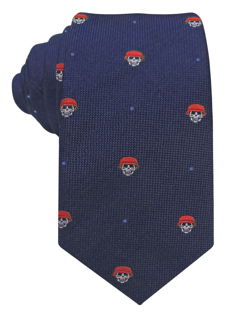 corbata seda niño azul marino calaveras casco rojo