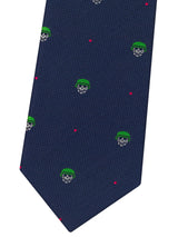 corbata seda niño azul marino calaveras casco verde