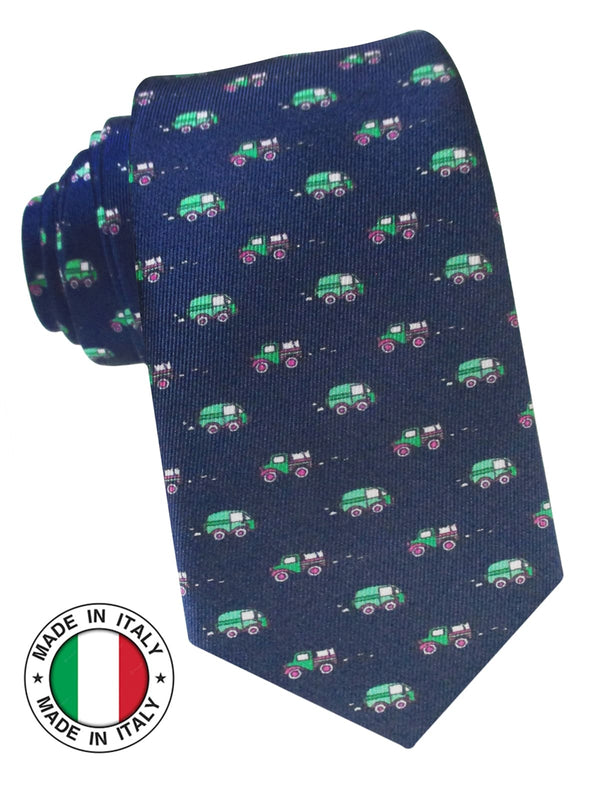 corbata seda niño azul marino camiones