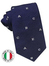 corbata seda niño azul marino letras blancas