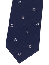corbata seda niño azul marino letras blancas