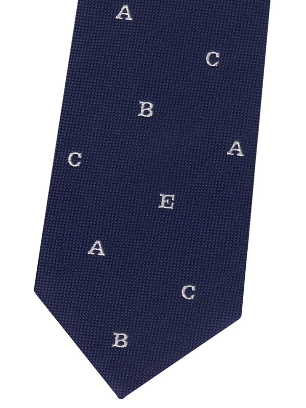 corbata seda niño azul marino letras blancas