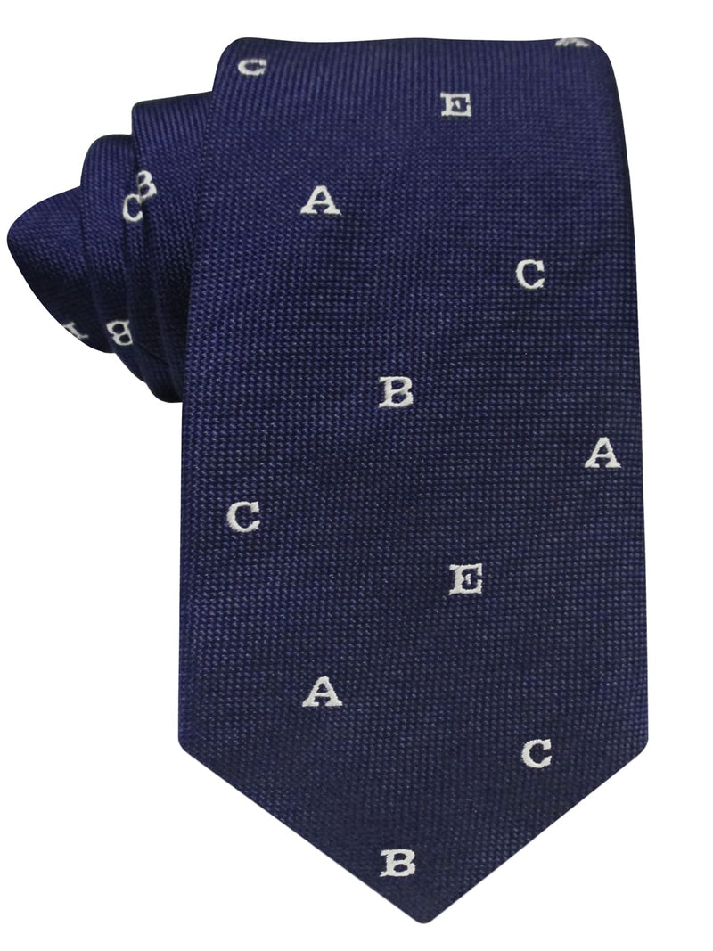 corbata seda niño azul marino letras blancas