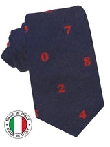 corbata seda niño azul marino numeros rojos