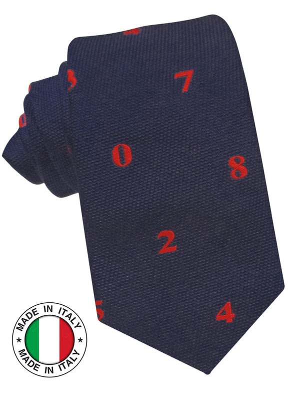 corbata seda niño azul marino numeros rojos