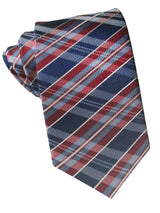 corbata estrecha seda cuadros azul y rojo