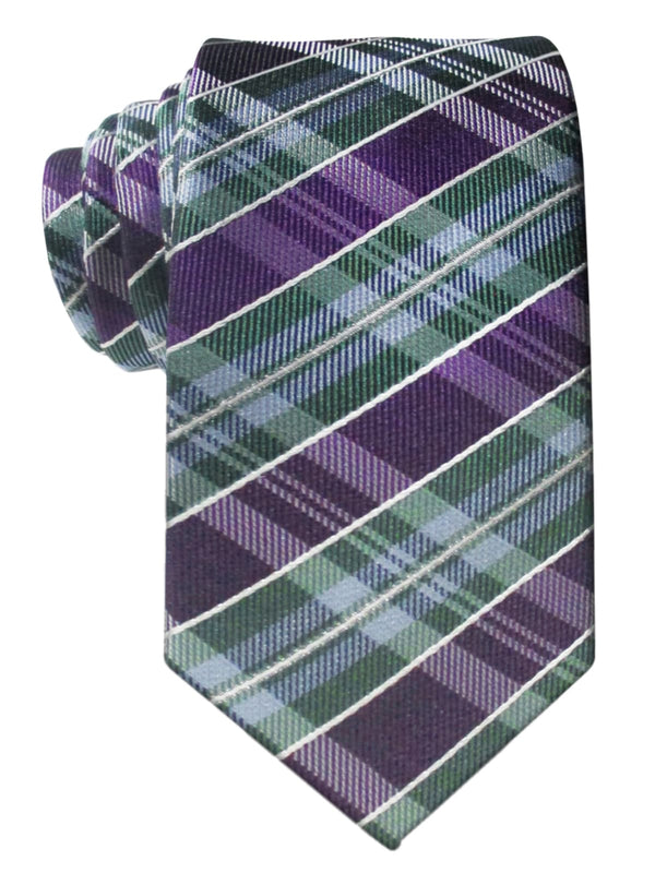 corbata seda cuadros verde y morado