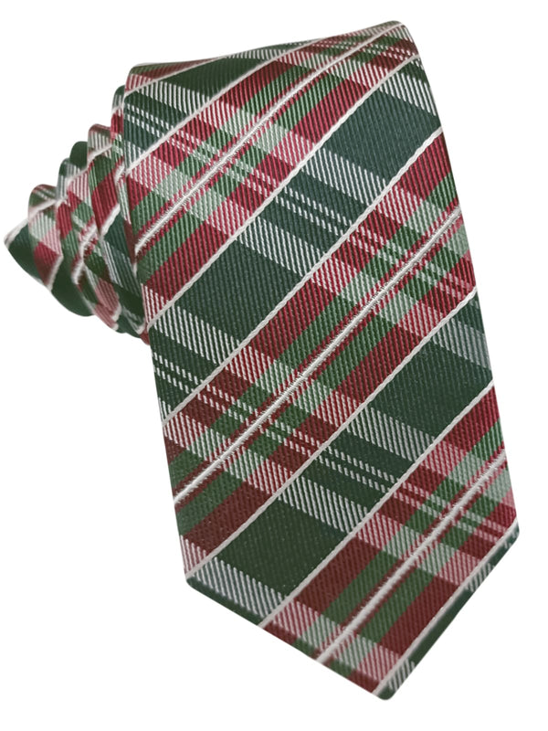 corbata estrecha seda cuadros verde y rojo