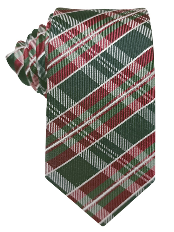 corbata seda cuadros verde y rojo