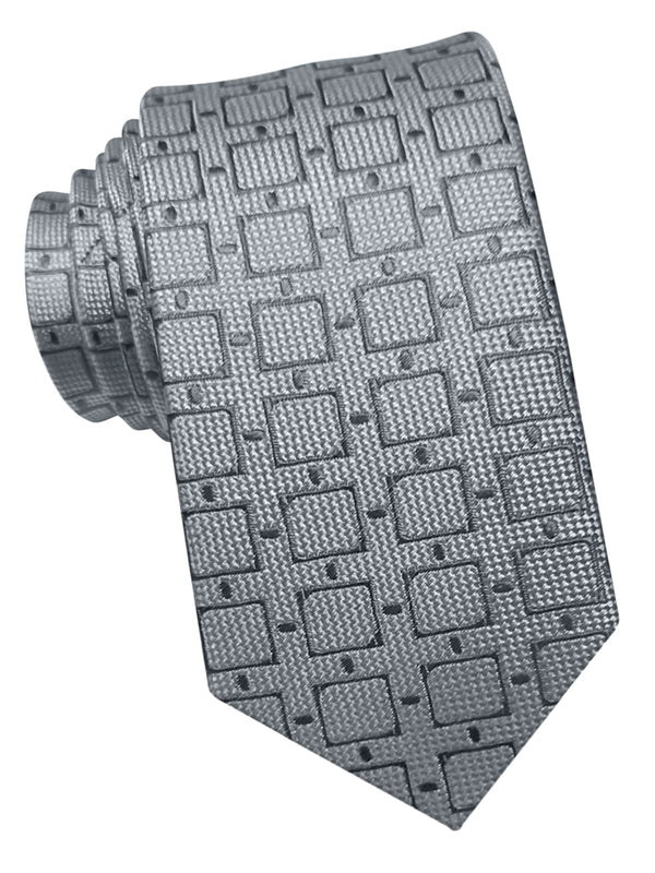 corbata estrecha seda gris cuadrados