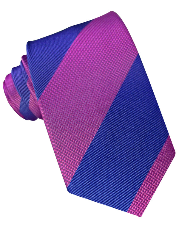 CORBATA SEDA RAYAS ANCHAS MARINO Y FUCSIA