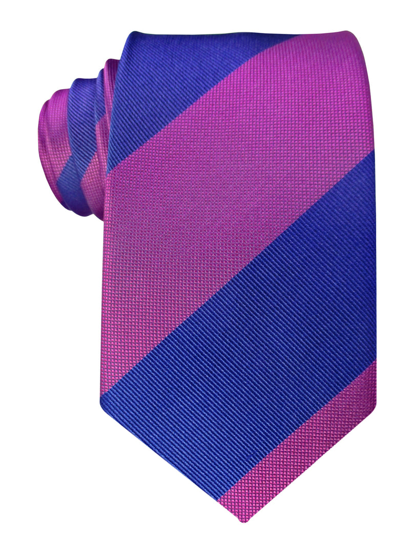 CORBATA SEDA RAYAS ANCHAS MARINO Y FUCSIA