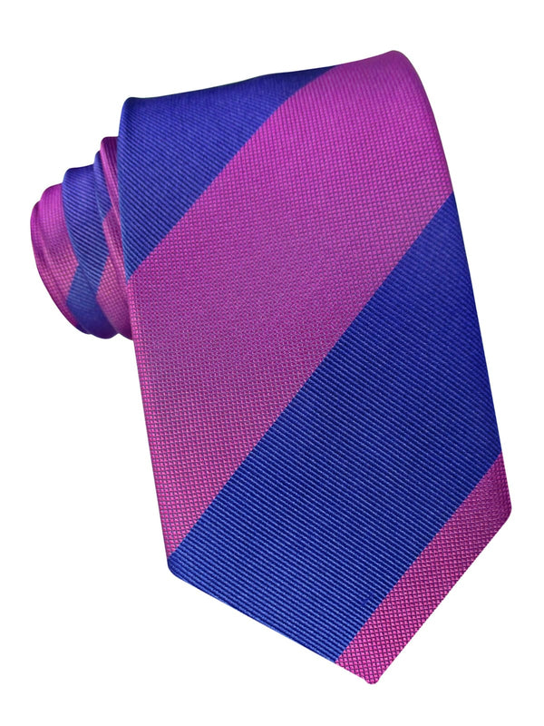 corbata seda rayas anchas fucsia azul