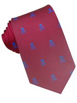 CORBATA SEDA ROJA CALAVERAS AZULES