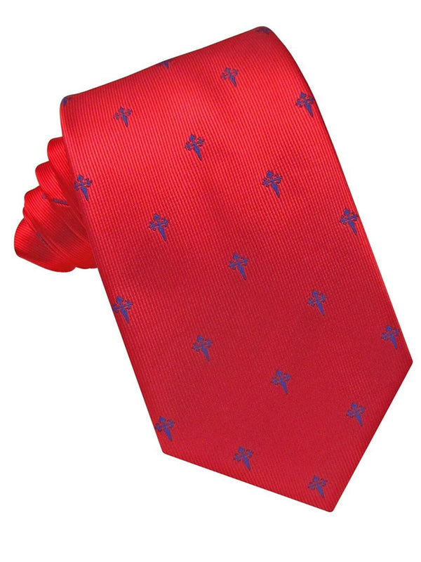 CORBATA SEDA ROJA CRUZ DE SANTIAGO AZUL MARINO