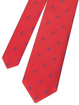 CORBATA SEDA ROJA CRUZ DE SANTIAGO AZUL MARINO
