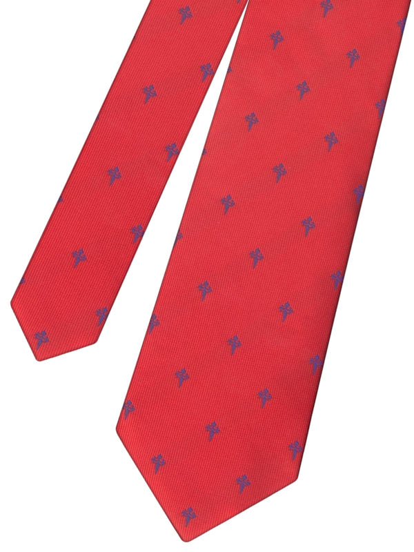 CORBATA SEDA ROJA CRUZ DE SANTIAGO AZUL MARINO