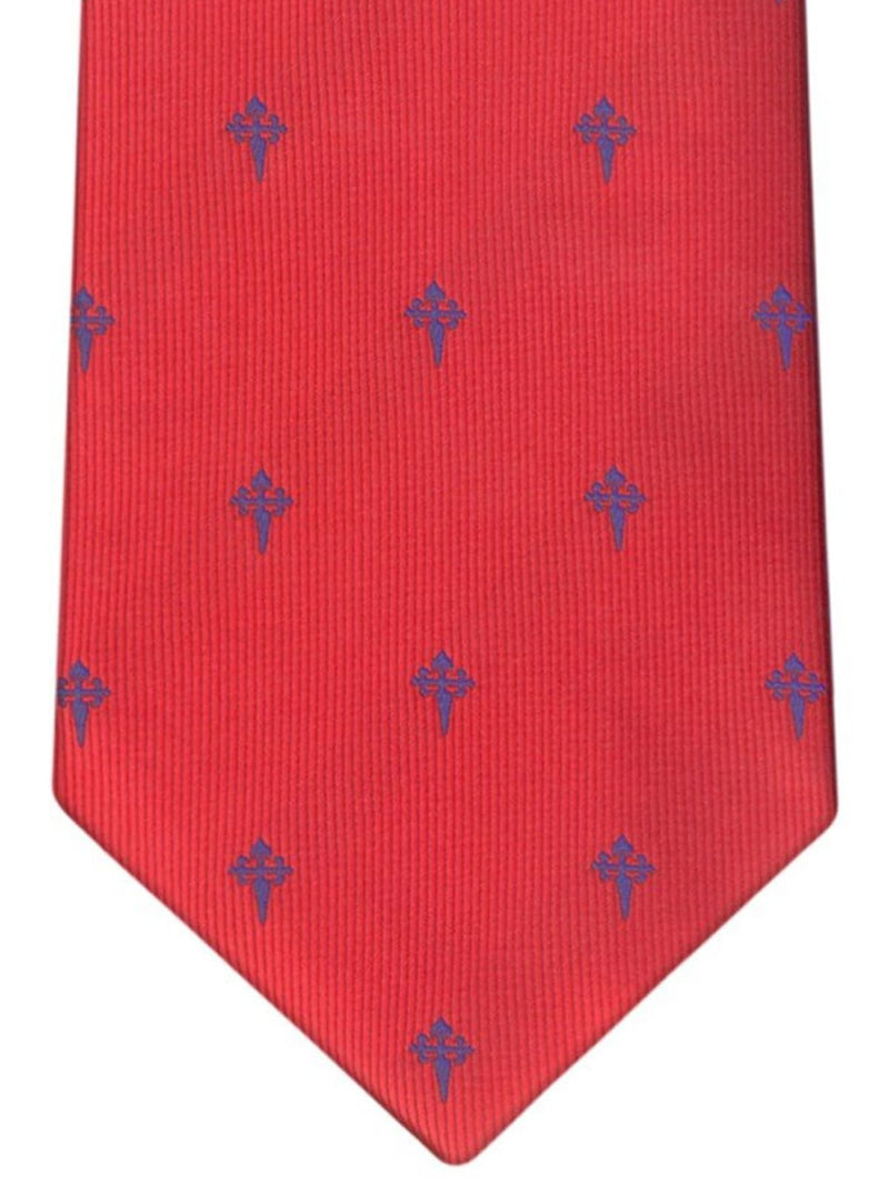 CORBATA SEDA ROJA CRUZ DE SANTIAGO AZUL MARINO