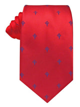 CORBATA SEDA ROJA CRUZ DE SANTIAGO AZUL MARINO